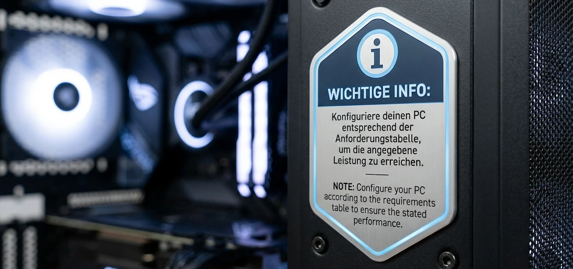 Konfiguriere deinen PC entsprechend der Anforderungstabelle